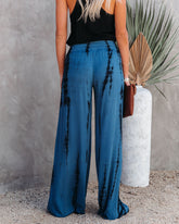Uma Smocked Tie Dye Pants - Denim Blue